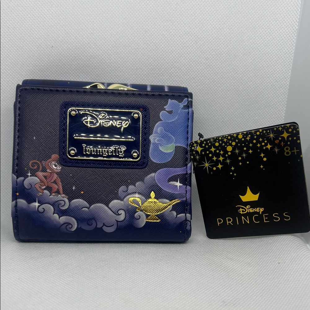 Disney Loungefly Wallet with Genie and Abu - Blue and Gold